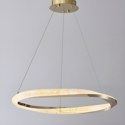 Adjustable Modern LED Chandelier with Clear Acrylic Shades and Remote Control Dimming in Metal
