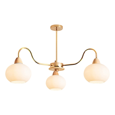 Elegant Gold Metal Chandelier with White Glass Shade – Perfect for Modern Home Decor