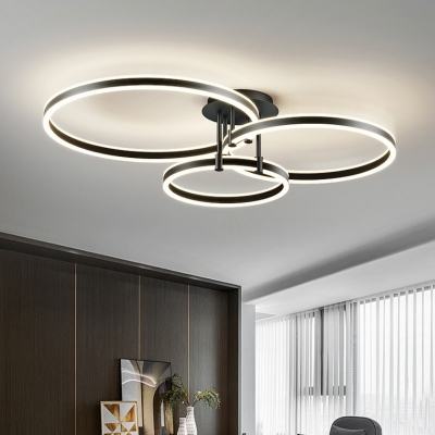 Elegant LED Bulb Metal Ceiling Light with 3 Acrylic Ambient Shades