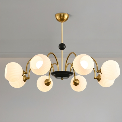 Elegant Metal Chandelier with Beautiful Glass Shades and Increased Hanging Options