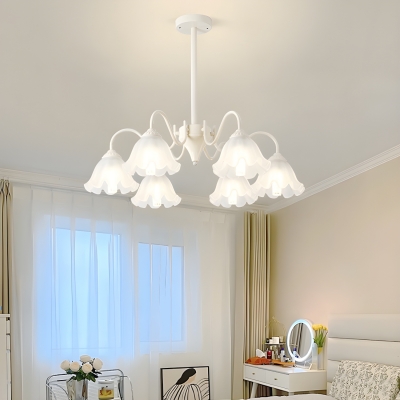 Elegant White Glass Chandelier in Modern Style with LED Lights and Iron Frame