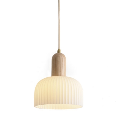 Hanging Wood Pendant with Clear Glass Shade in Modern Style for Residential Use