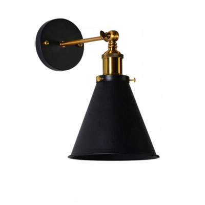 Industrial Stylish Hardwired Iron 1-Light Wall Lamp with Down-Direction Iron Shade
