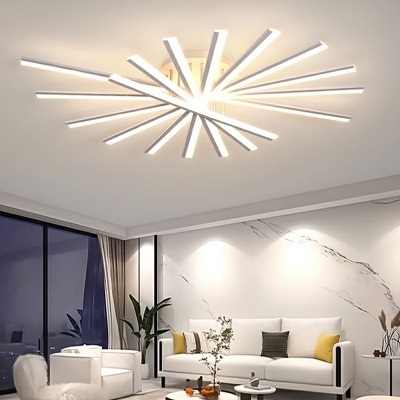Metal White Semi-Flush Mount Ceiling Light with Dimmable LED Bulbs for Modern Decor