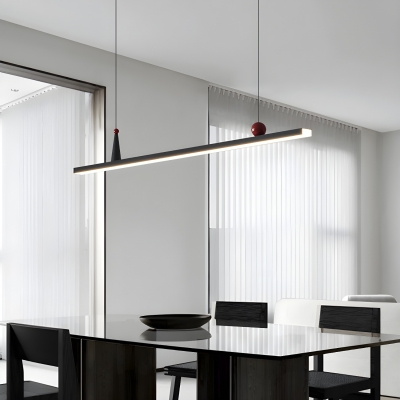 Modern Black 1-Light Island Light with Adjustable Hanging Length and Acrylic Shade