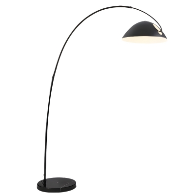 Modern Black Stone Floor Lamp with Dome Shade and Foot Switch