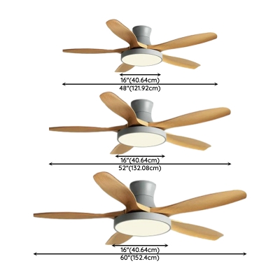 Modern Ceiling Fan with LED Light and 5 ABS Blades for Living Room