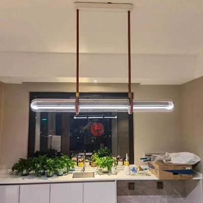 Modern Clear Glass Island Light - LED Bulbs - Adjustable Hanging Length - Easy Assembly