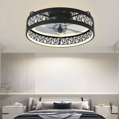 Modern Flushmount Ceiling Fan with Stepless Dimming Remote Control and Integrated LED Light