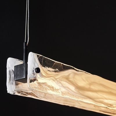 Modern Glass Island Light with Adjustable Hanging Length and LED Bulb