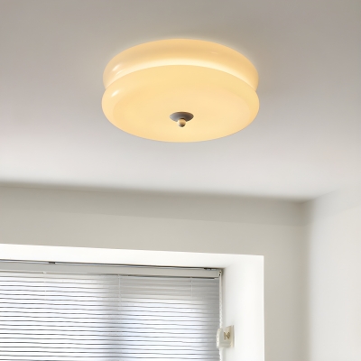 Modern LED Flush Mount Ceiling Light with Yellow Glass Shade