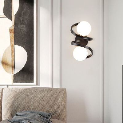 Modern Metal Wall Lamp with White Glass Shade for Residential Use