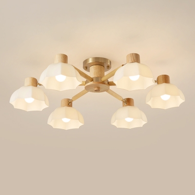 Modern Wood Chandelier with Acrylic Shades and LED/Incandescent/Fluorescent Light