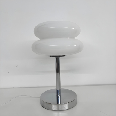 Sleek Silver Modern Table Lamp with Ambient Glass Shade & Rocker Switch