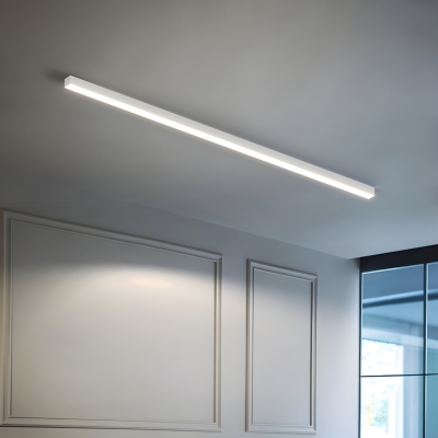 1-Light Rectangle Metal LED Bulb Flush Mount Ceiling Light with White Shade for Modern Style