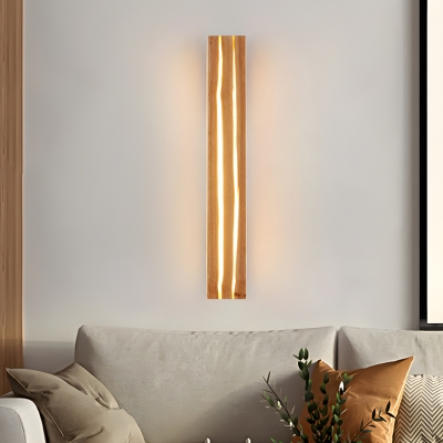 Contemporary Wood LED Wall Sconce with Acrylic Shade for Living Room