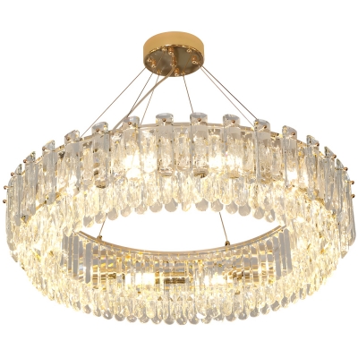Exquisite Modern Gold Chandelier with Clear Crystal Shades and Adjustable Hanging Length