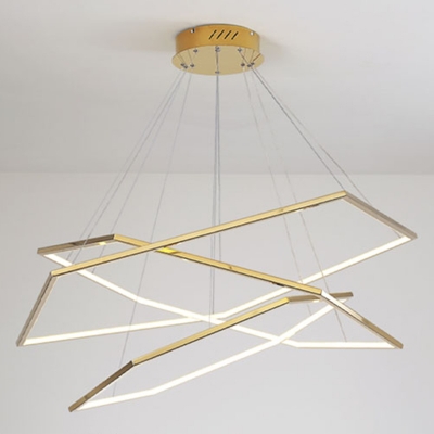 Gold Tier Modern LED Chandelier with Adjustable Hanging Length