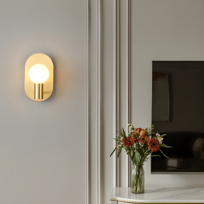 Hardwired Modern 1-Light Wall Sconce with Frosted Glass Shade - White