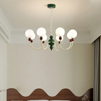 Modern Globe Chandelier with Bi-Pin Lights and Ambience-Enhancing White Shade