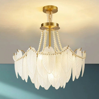 Modern Gold Chandelier with Clear Glass Shades & Adjustable Hanging Length