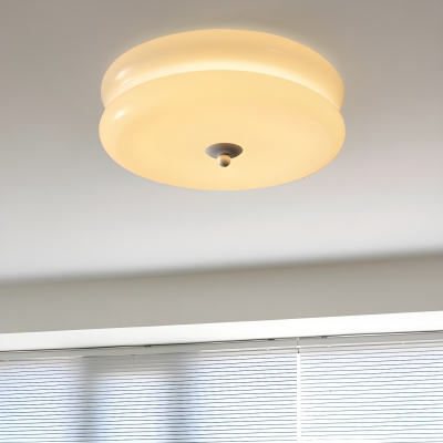 Modern LED Flush Mount Ceiling Light with Yellow Glass Shade