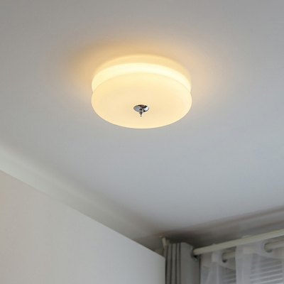 Modern Metal Flush Mount Ceiling Light with 3 Color LED Bulbs and Clear Glass Shade
