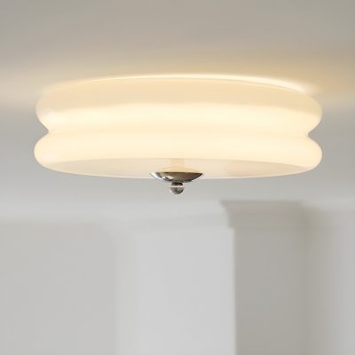 Modern Metal Flush Mount Ceiling Light with Clear Glass Shade, 3-Light LED Bulbs
