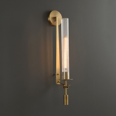Modern Ribbed Glass Wall Sconce with LED Light - Stylish Lighting Fixture for Contemporary Homes