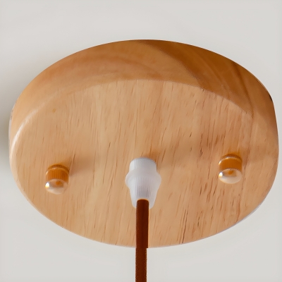 Modern Wooden Pendant Light with Glass Shade and Adjustable Hanging Length
