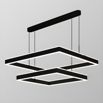 Two-Tier Modern LED Chandelier in Square/Rectangle Shape  with Adjustable Hanging Length