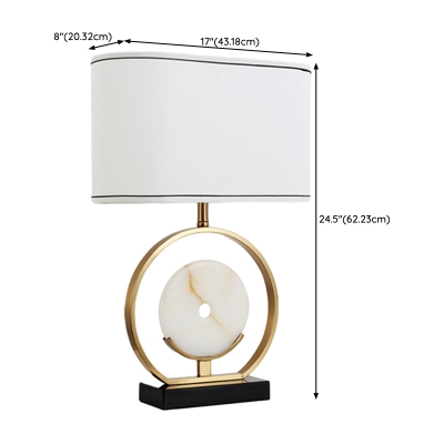 White Modern Table Lamp with Black Base - 1 Light LED/Incandescent/Fluorescent
