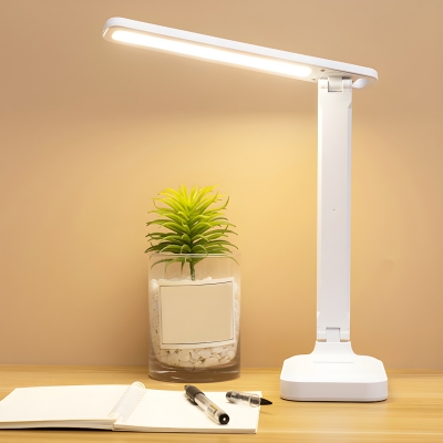 15 Inch Rechargeable White Bedside Lamp with Ambient LED Light and Adjustable Height