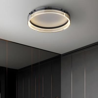 Black Metal LED Close To Ceiling Light with Clear Glass Shade