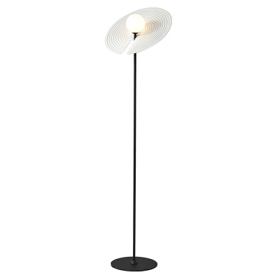 Contemporary Metal Floor Lamp with Rocker Switch and Plastic Shade for Modern Home Decor