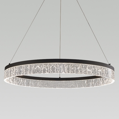 Modern Black Chandelier with Remote Control Dimming and Clear Resin Shade - LED Included