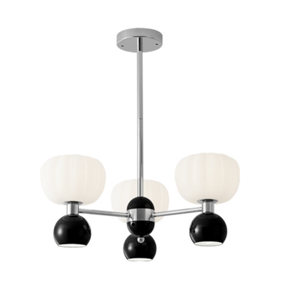 Modern Black Metal Chandelier with White Acrylic Shade and Adjustable Hanging Length