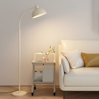Modern Cream Dome-Shade Floor Lamp with Foot Switch for Residential Use