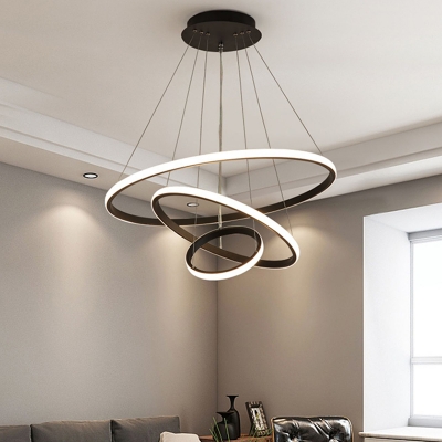 Modern LED Chandelier with Metal Shade and Adjustable Hanging Length