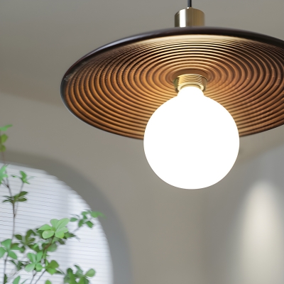 Modern Metal Pendant with Solid Wood Shade and Adjustable Hanging Length for Contemporary Home Decor