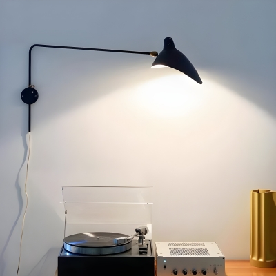 Modern Metal Wall Lamp with Down Shade, Hardwired LED Light for Residential Use