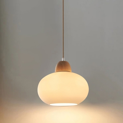 Modern Wood Pendant Light with Adjustable Hanging Length and Clear Glass Shade
