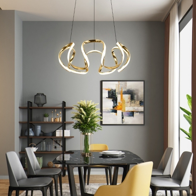 Single Light LED Modern Chandelier with Ambient Acrylic Aluminum Shade of Metal in Modern