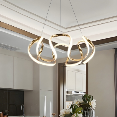 Single Light LED Modern Chandelier with Ambient Acrylic Aluminum Shade of Metal in Modern
