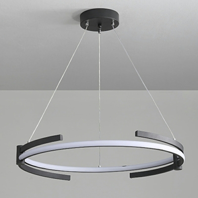 Sleek 1-Light LED Chandelier with Opalescent Glass Shade - Modern Style