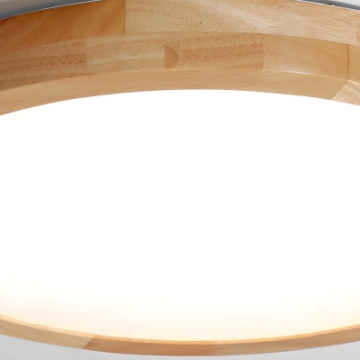 Wooden Flush Mount LED Ceiling Light with White Acrylic Shade, Modern Style