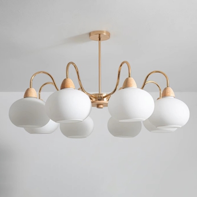 Elegant Gold Metal Chandelier with White Glass Shade – Perfect for Modern Home Decor