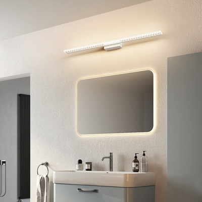 Elegant Straight Metal LED Vanity Light with White Acrylic Shade