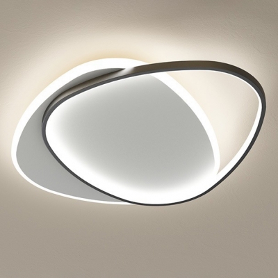 Modern Acrylic Flush Mount Ceiling Light with 2 Ambient LED Bulbs and Metal Fixture
