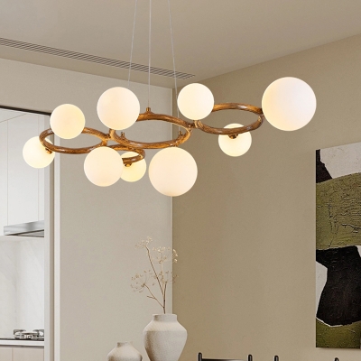 Modern Bi-pin Chandelier with Resin Shade for Residential Use